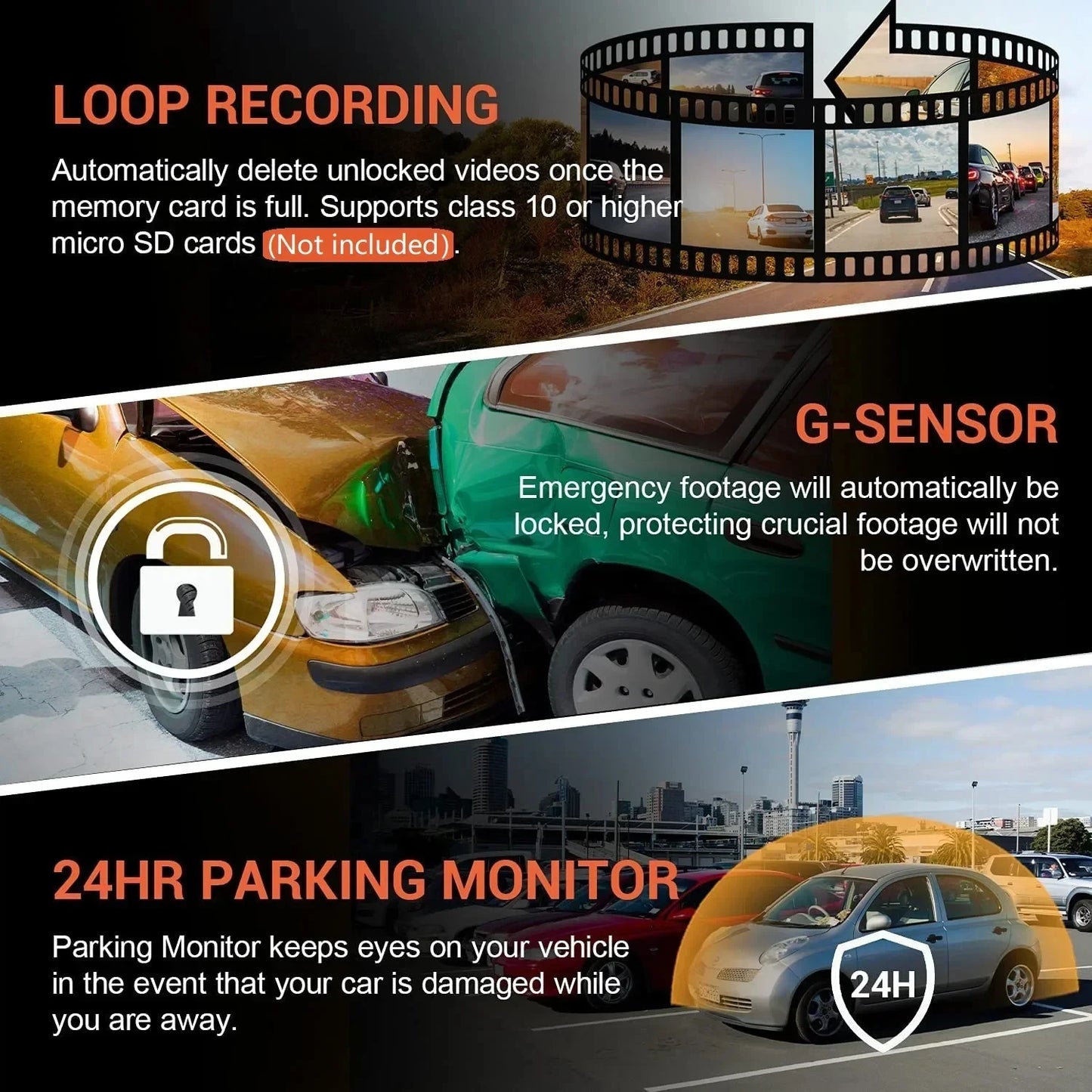 1080P WIFI Dual camera Dash Cam for cars,Front And Inside,car camera