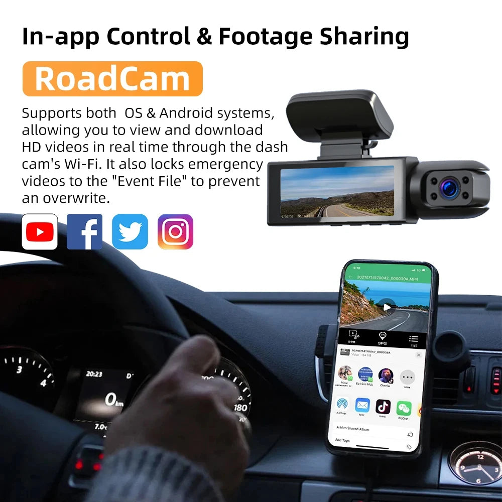 1080P WIFI Dual camera Dash Cam for cars,Front And Inside,car camera